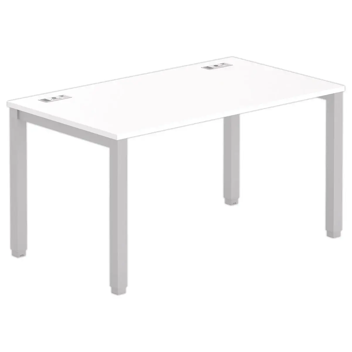 Bureau BRUXELLES 140 x 80 wit - aluminium poten 