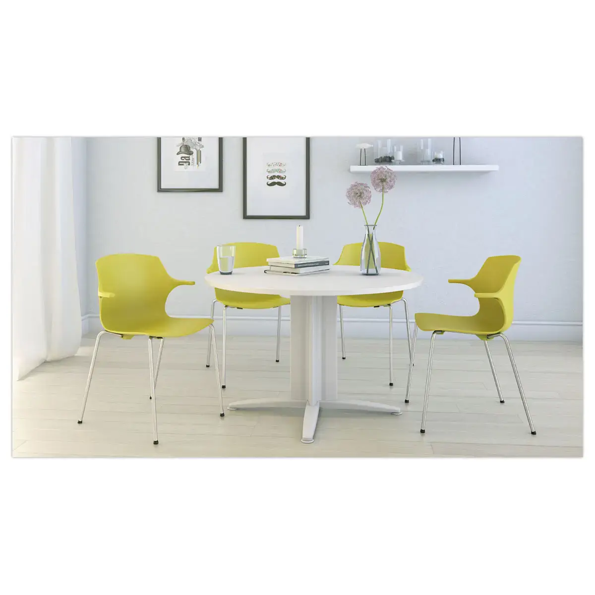 Tafel vergader rond diam. 116cm wit/wit
