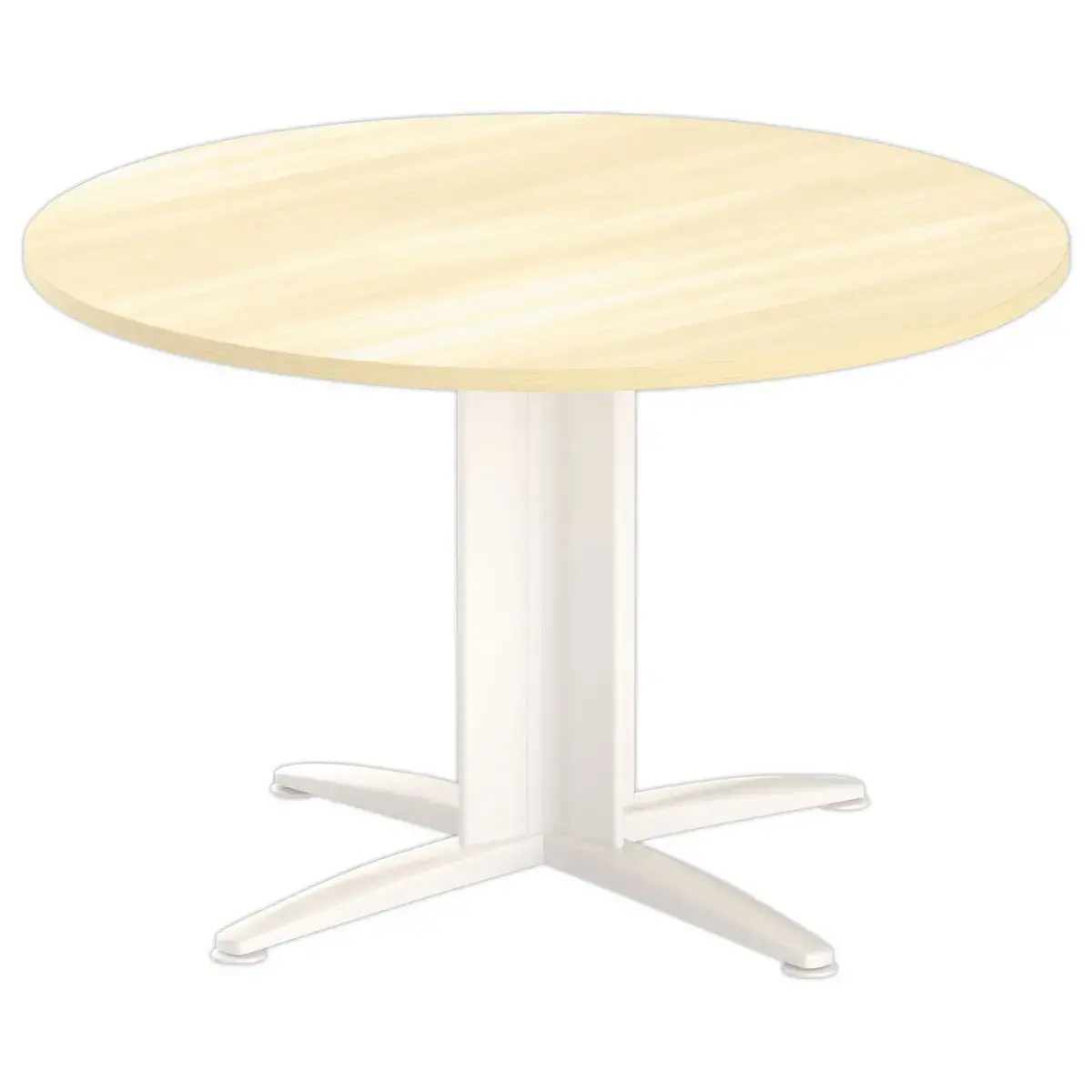 Tafel vergader rond diam. 116cm beuken/wit