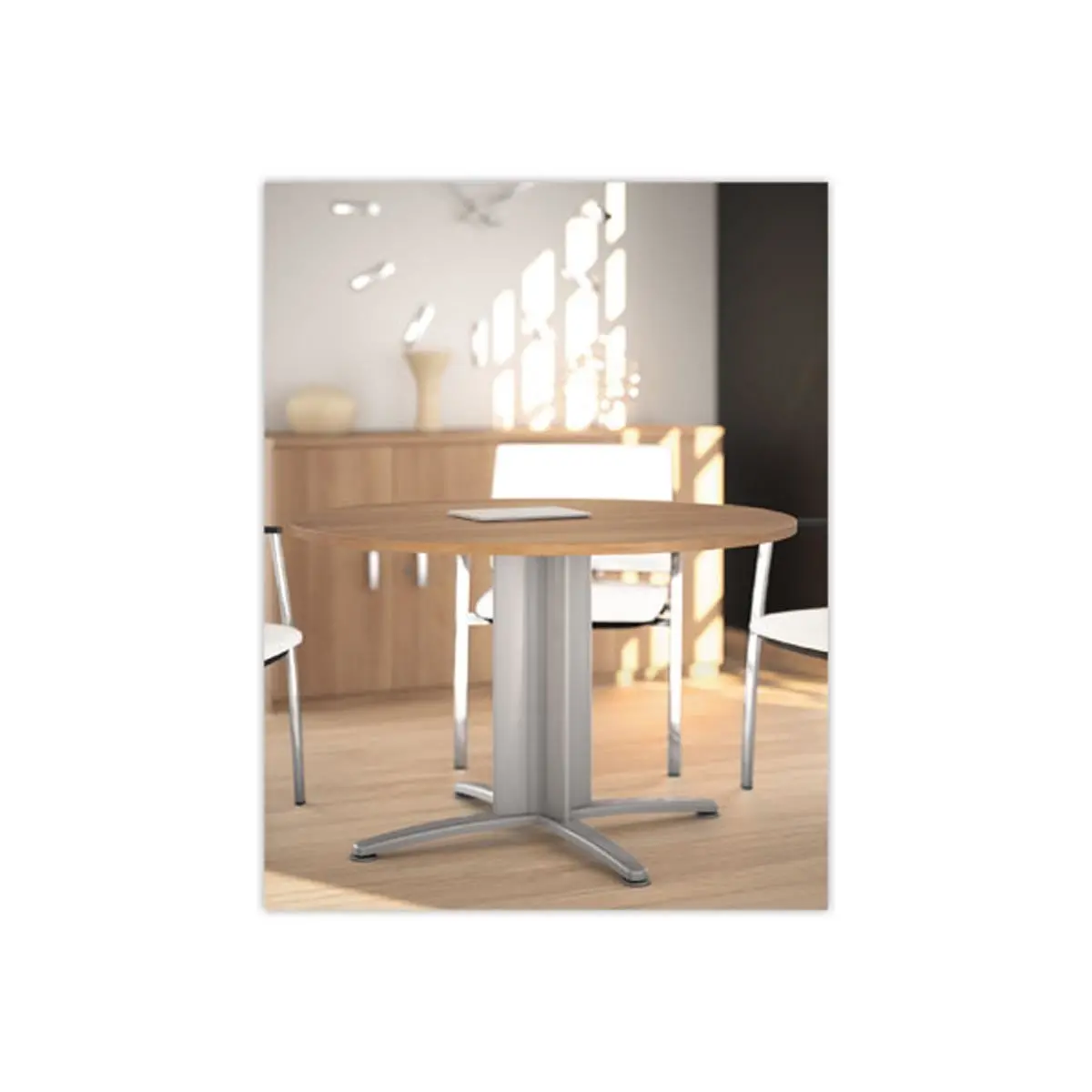 Tafel ronde vergadering diam. 116cm beuken/aluminium