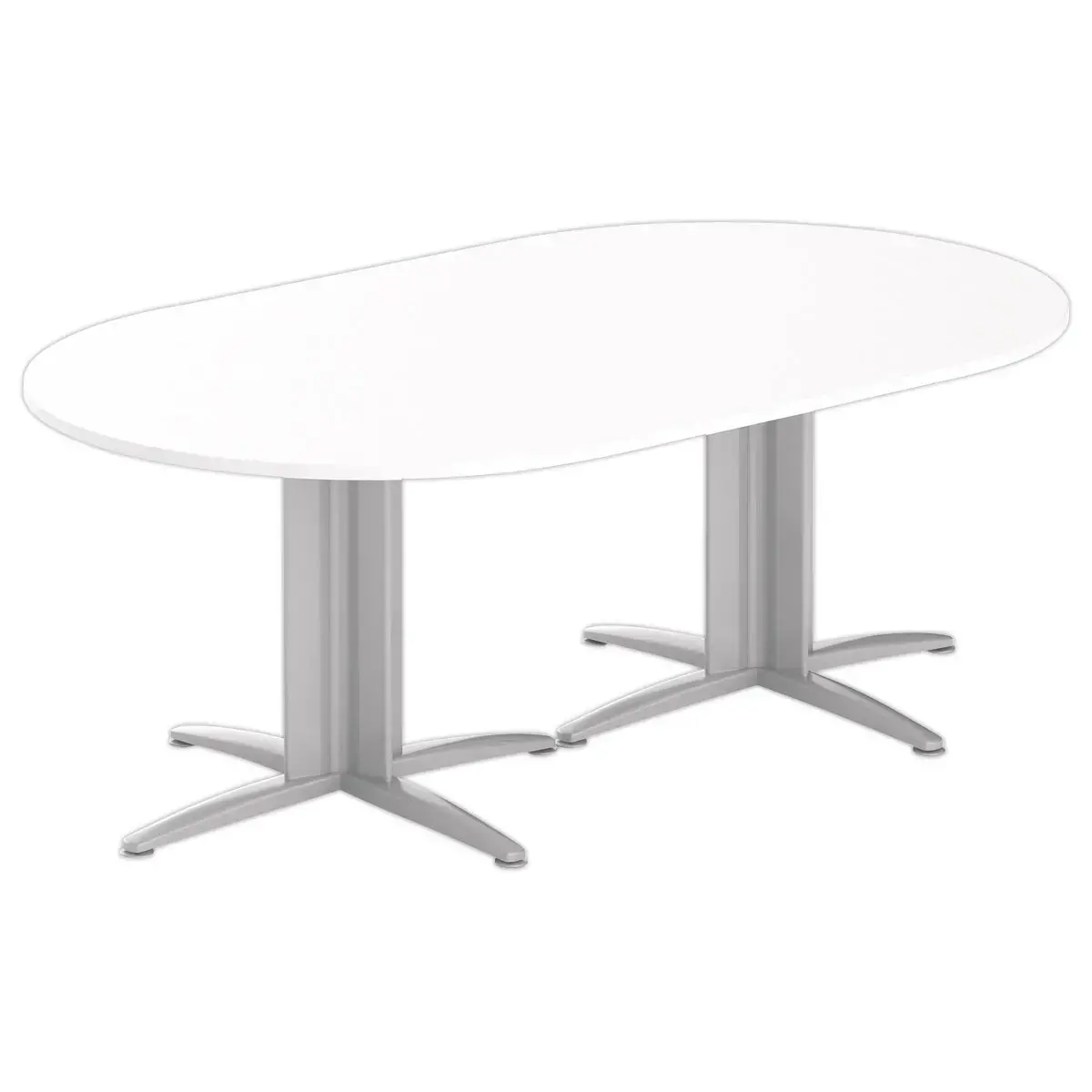 Ovale vergadertafel 200x120 wit/aluminium