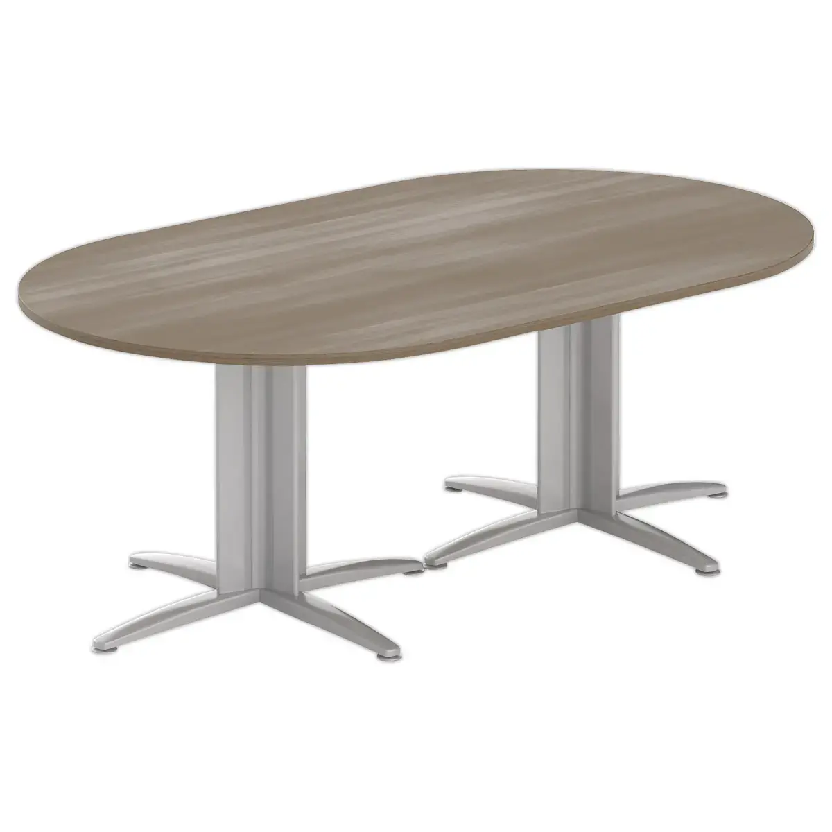 Ovale vergadertafel 200x120 notenhout/aluminium