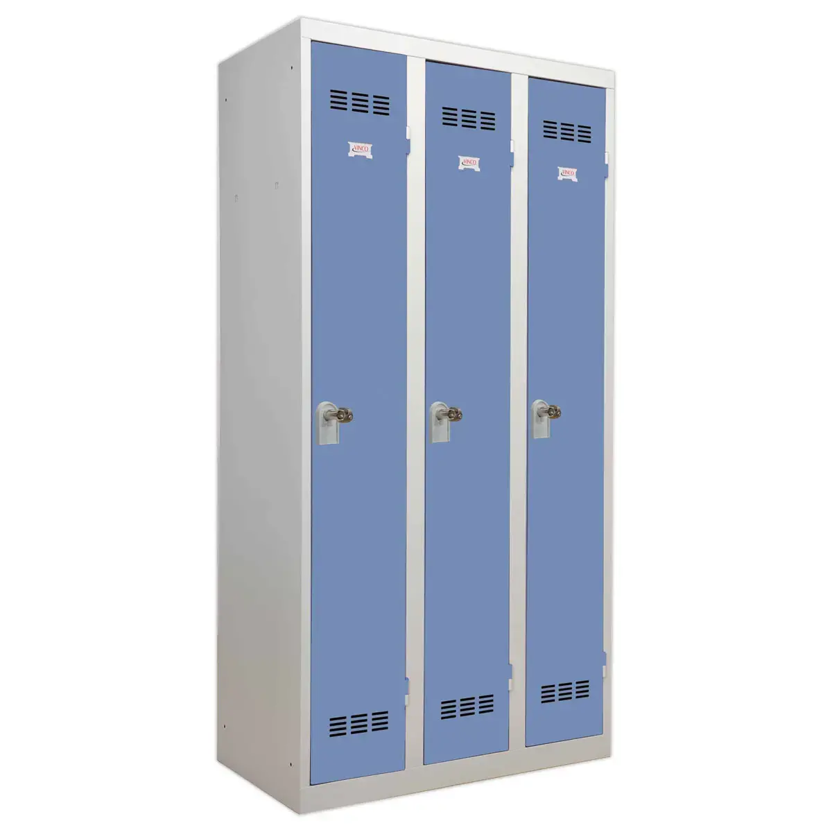 Kleedkamer industrie schoon 3 kolommen H.180 x B.90 cm Grijs Blauw