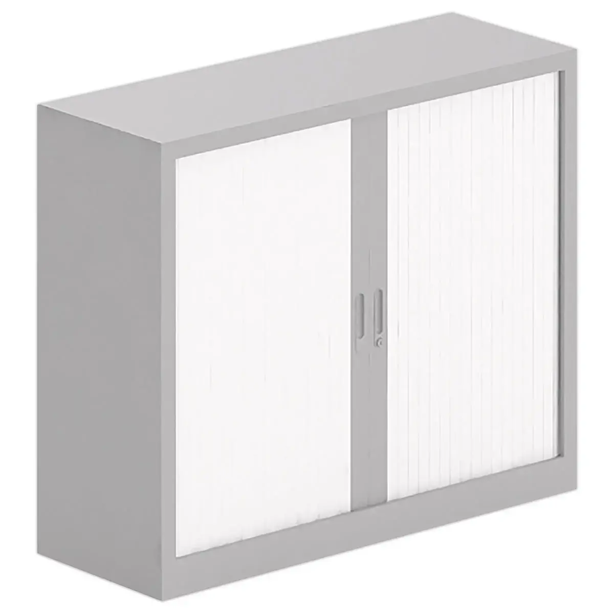 Lage kast met rolgordijnen - Aluminium/wit - 100x120 cm