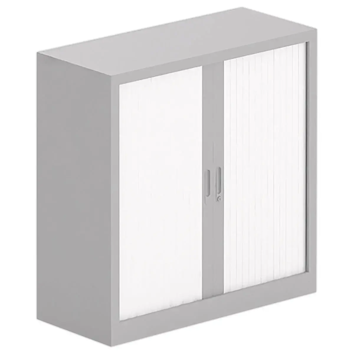 Lage roldeurkast in metaal - 100 x 100 cm - Alu / wit