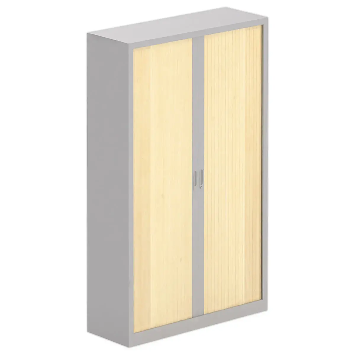Hoge kast met gordijnen 198x120 cm - alu/beuken 