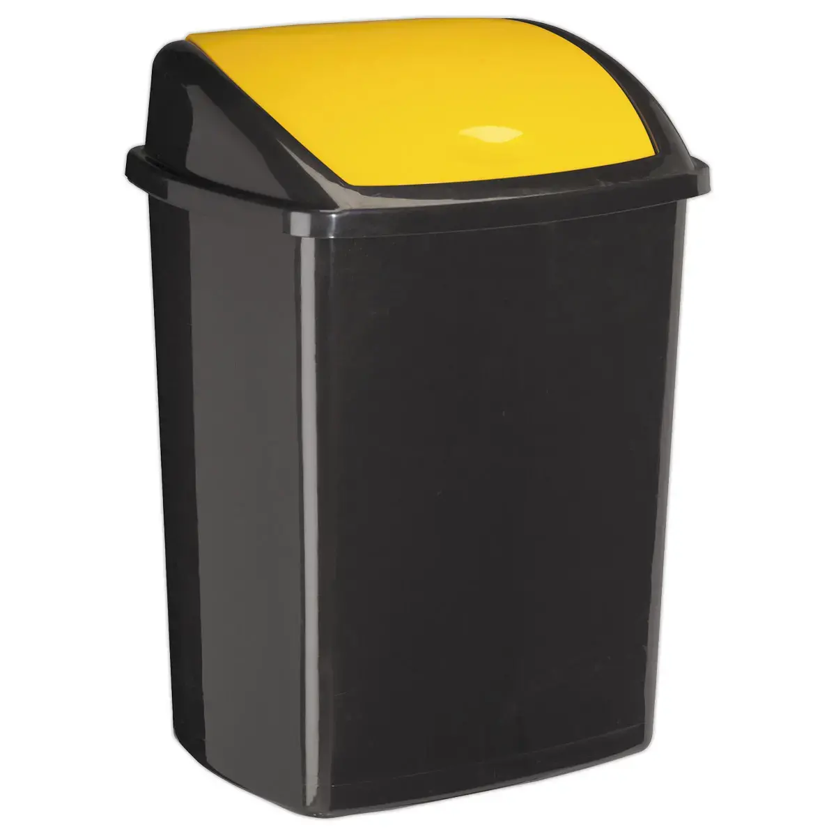 Vuilnisbak in plastic met kiepdeksel 50L geel