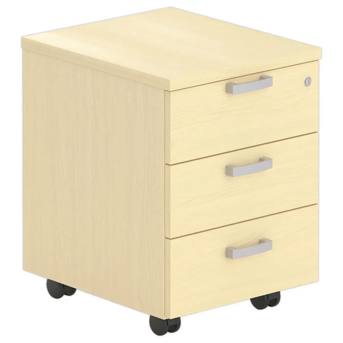 Mobiele kast, gemonteerd - Beuken melamine - 3 laden