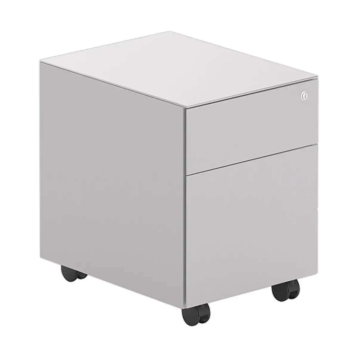 Mobiele metalen kast 2 lades aluminium gemonteerd