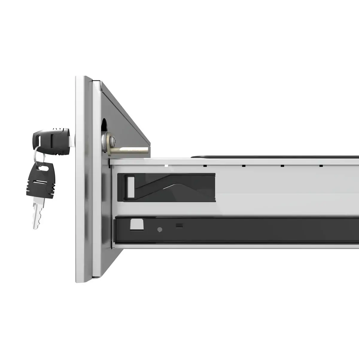 Mobiel ladeblok van metaal met 3 aluminium laden, gemonteerd