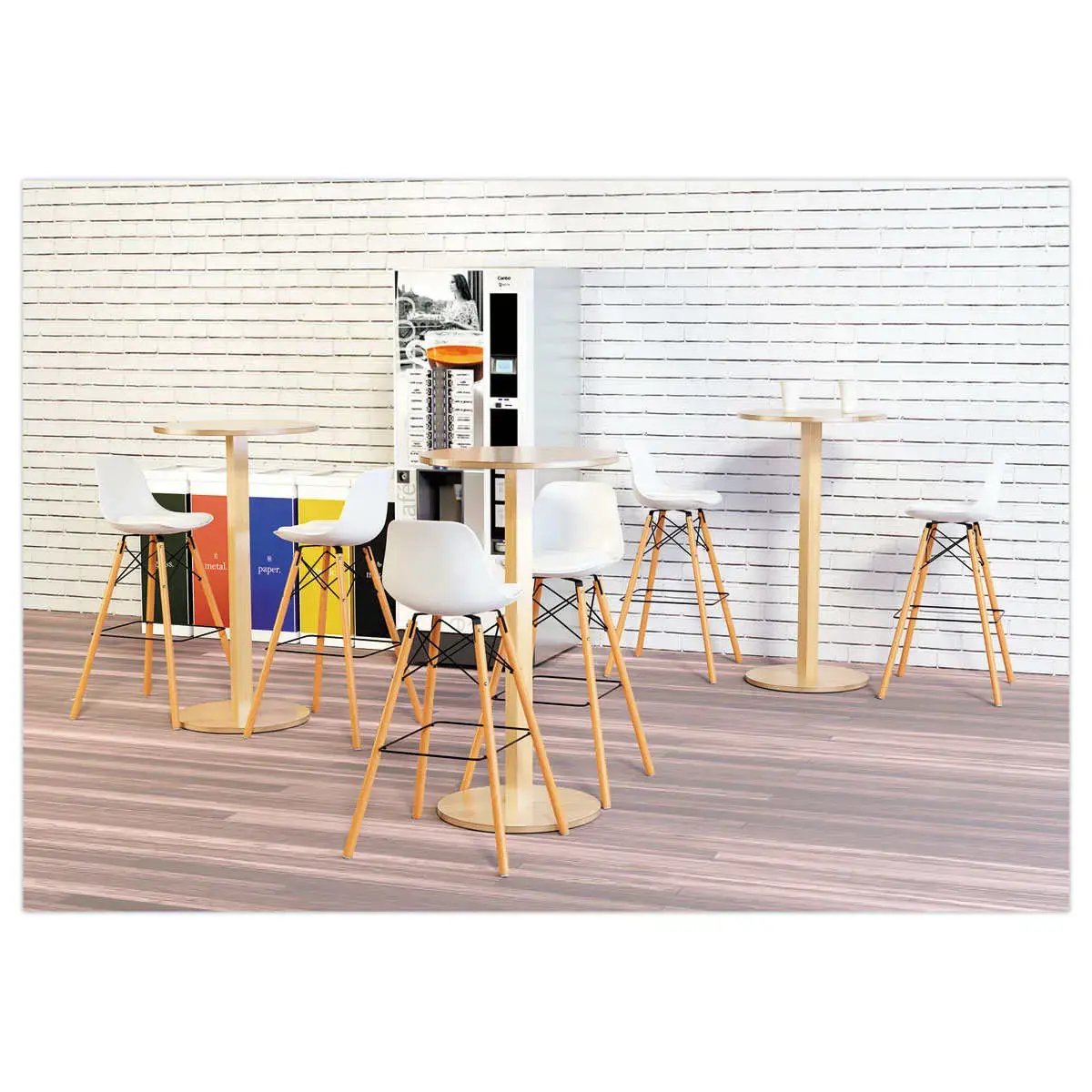 Hoge ronde tafel WOODY 60 cm - Wit gemonteerd 