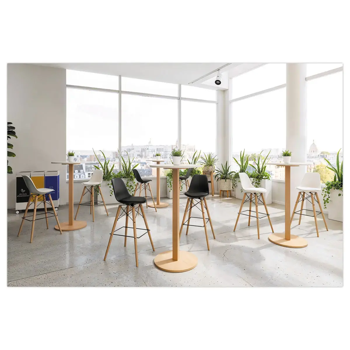Hoge ronde tafel WOODY 60 cm - Wit gemonteerd 