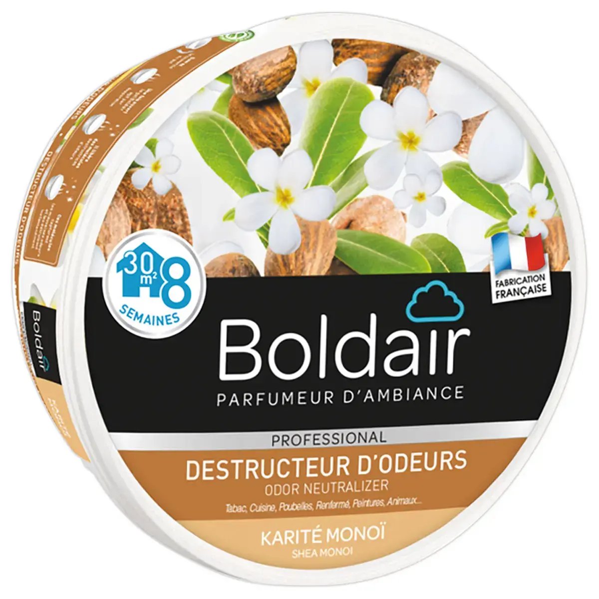 Geurverwijderende vaste gel - Karit&eacute; mono&iuml; - 300 g - BOLDAIR 