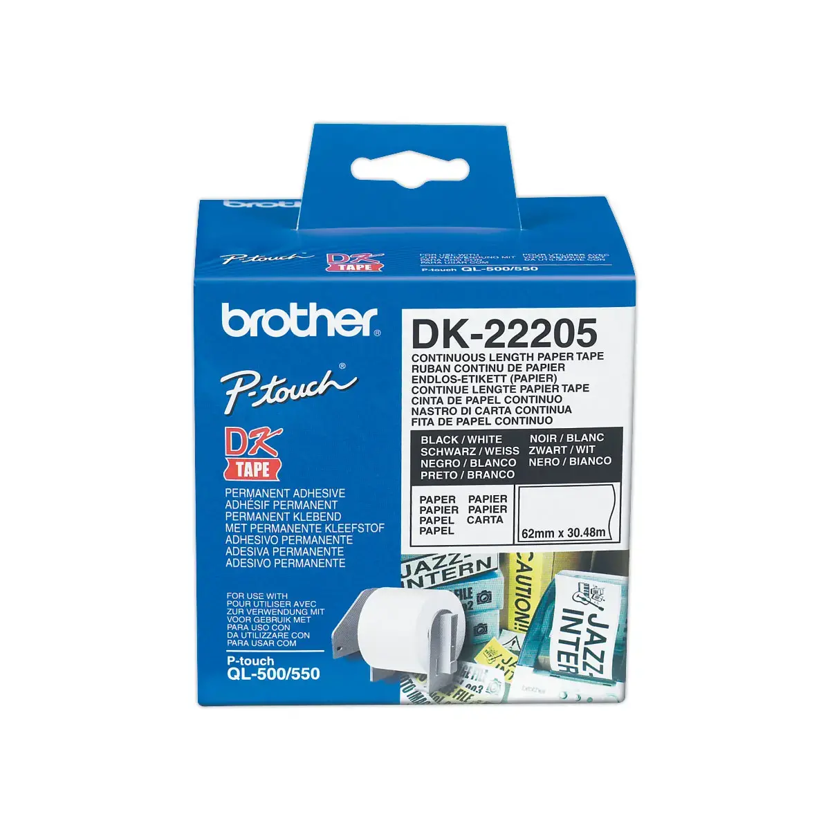 Rollen etiketten QL BROTHER 62mmx30m continu DK22205