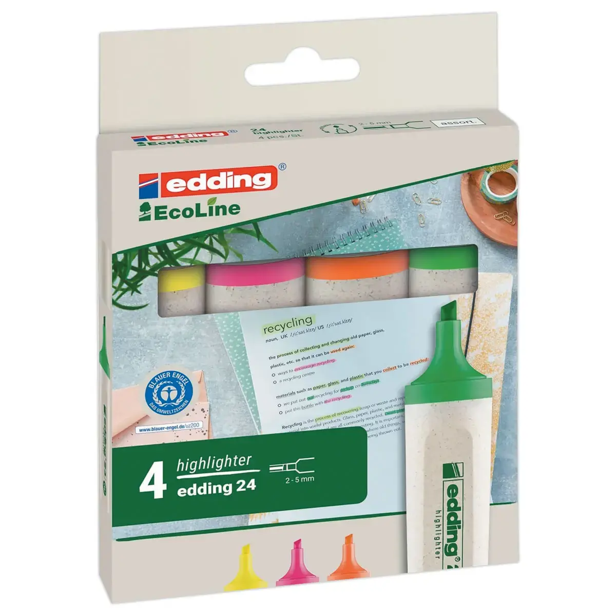 4  Markeerstiften met brede punt - ECOLINE E24 - EDDING 