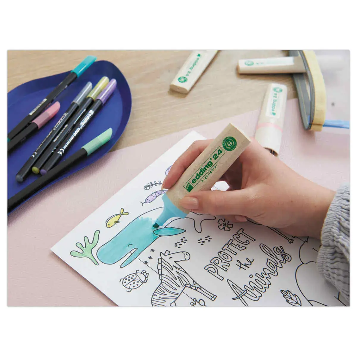 Markeerstift  - brede punt - ECOLINE E24 - lichtblauw - EDDING 