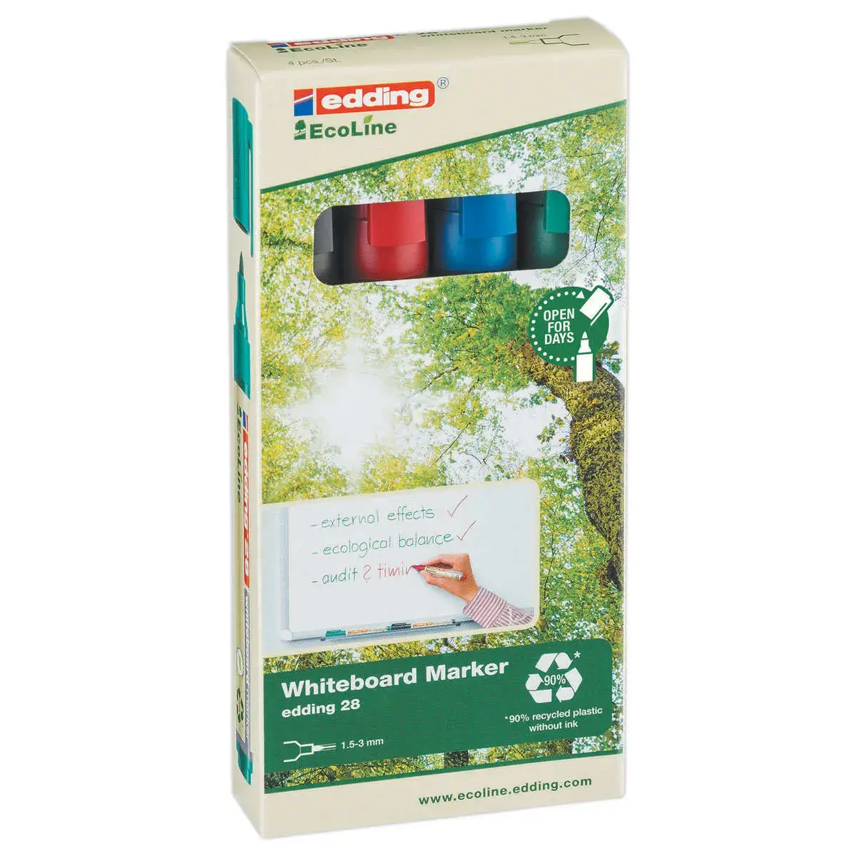 4 Etui van 4 markers voor whiteboards - EDDING E28