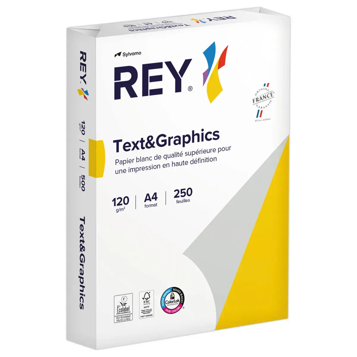 Verpakking van 500 vellen wit papier - A4 - 120g - REY 