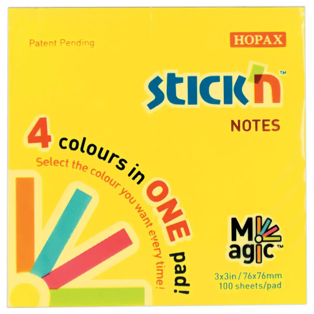 Herpositioneerbare memoblaadjes 76 x 76 mm - 4 kleuren - STICK'N
