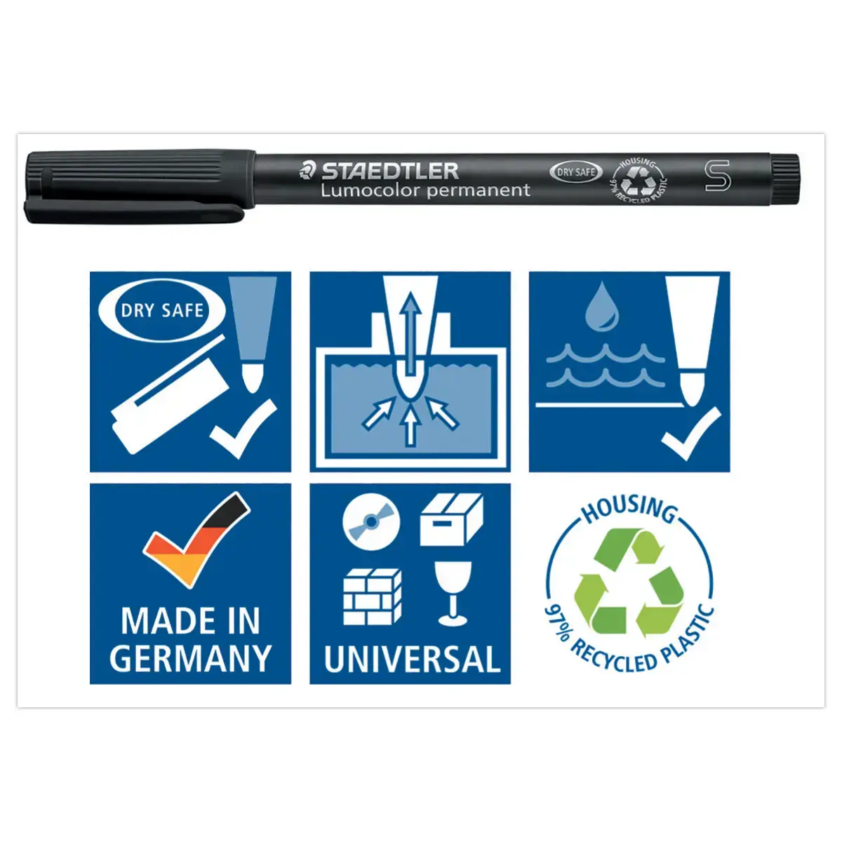 Permanente viltstift voor overheadprojectie Lumocolor - 0,4mm - zwart - STAEDTLER