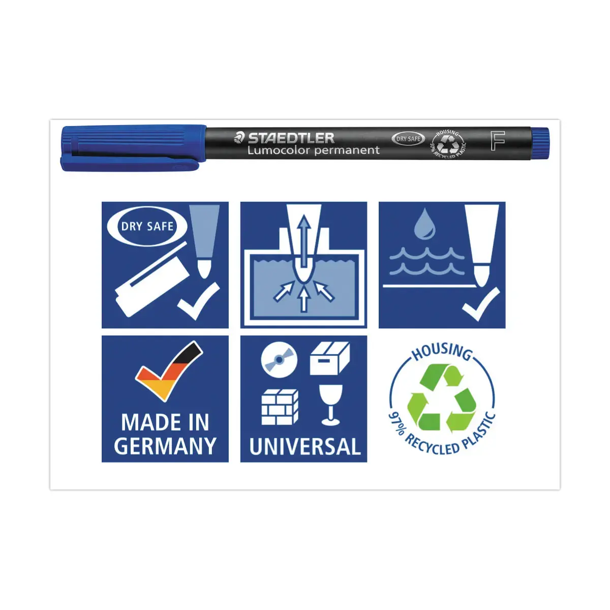 Universele permanent marker Lumocolor - 0,6 mm - Blauw - STAEDTLER
