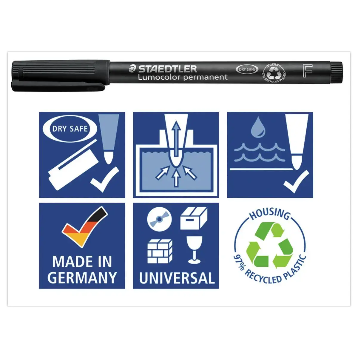 Universele permanent marker Lumocolor - 0,6 mm - Zwart - STAEDTLER