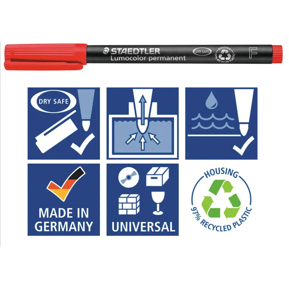 Universele permanent marker Lumocolor - 0,6 mm - Rood - STAEDTLER