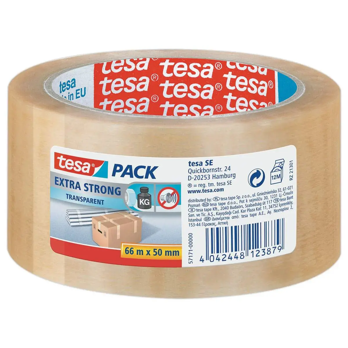 Rol pvc verpakkingstape - Transparant - 66 m x 50 mm - TESA