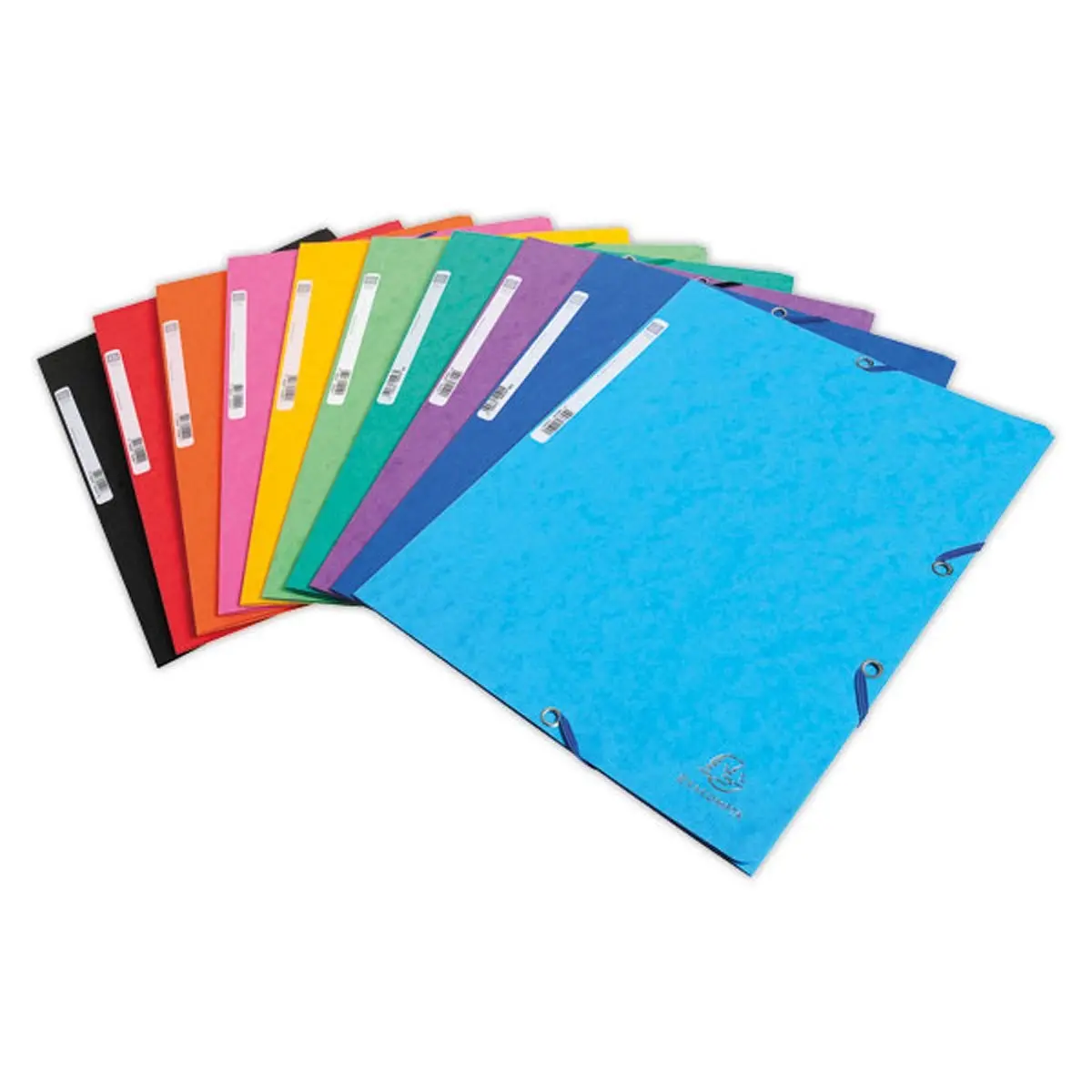10 Mappen met 3 flappen en elastiek EXACOMPTA glanskarton, Kl.Assortiment