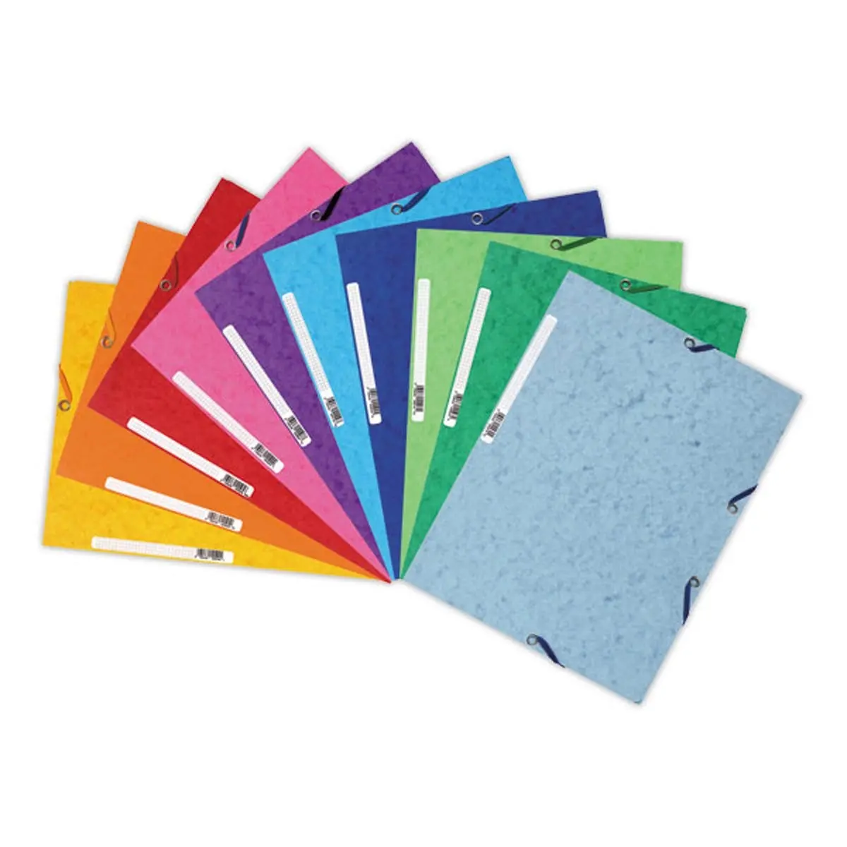 10 Mappen met 3 flappen en elastiek EXACOMPTA glanskarton, Kl.Assortiment