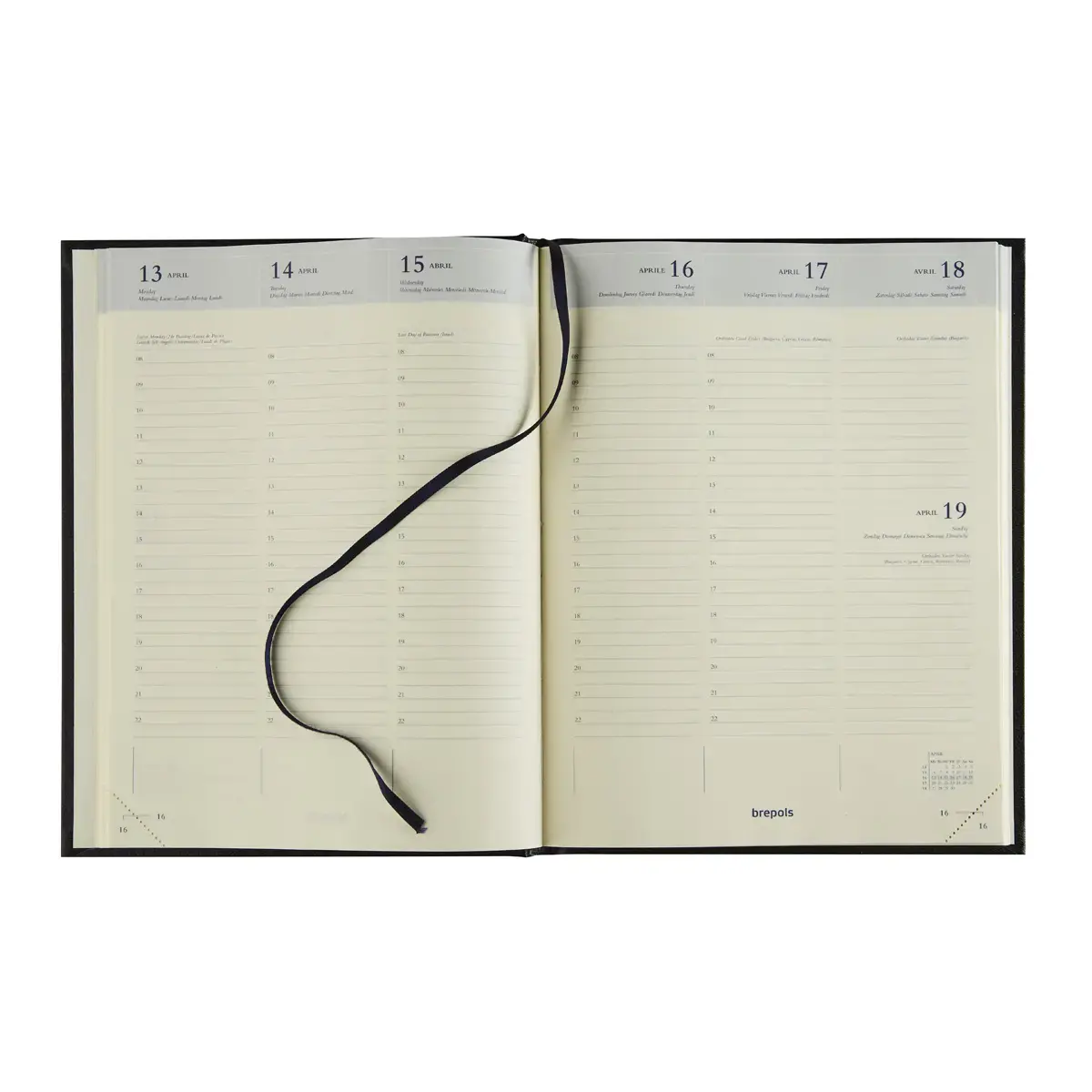 Weekagenda boekgebonden Brepols Timing17,1 x 22 cm- zwart