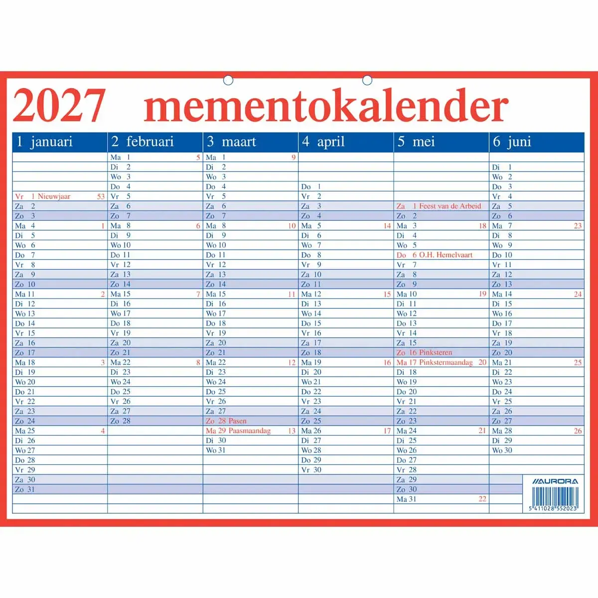 Mementokalender Aurora NL - 42 x 33 cm