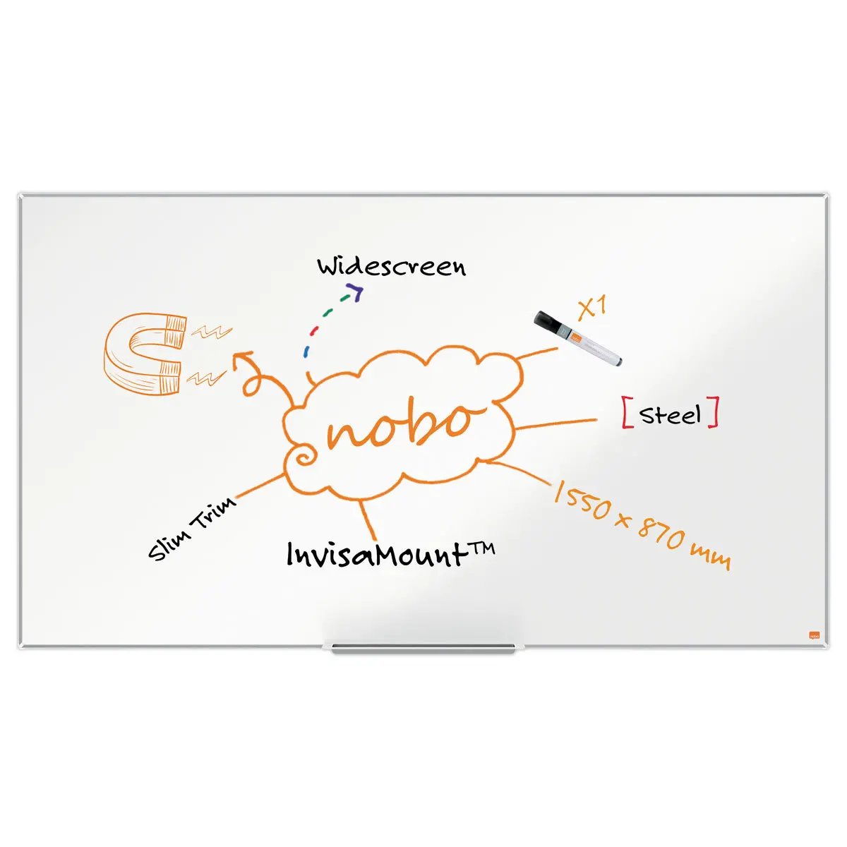 Magnetisch whiteboard - 155 x 87 cm - Impression Pro - NOBO 