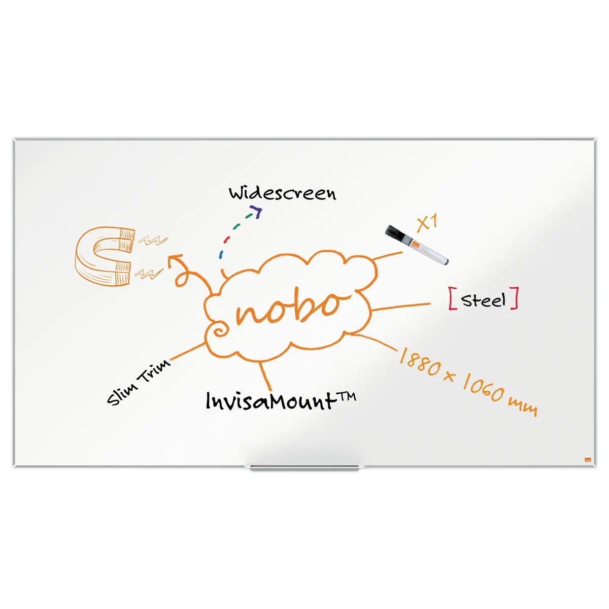 Magnetisch whiteboard - 188 x 106 cm - Impression Pro - NOBO