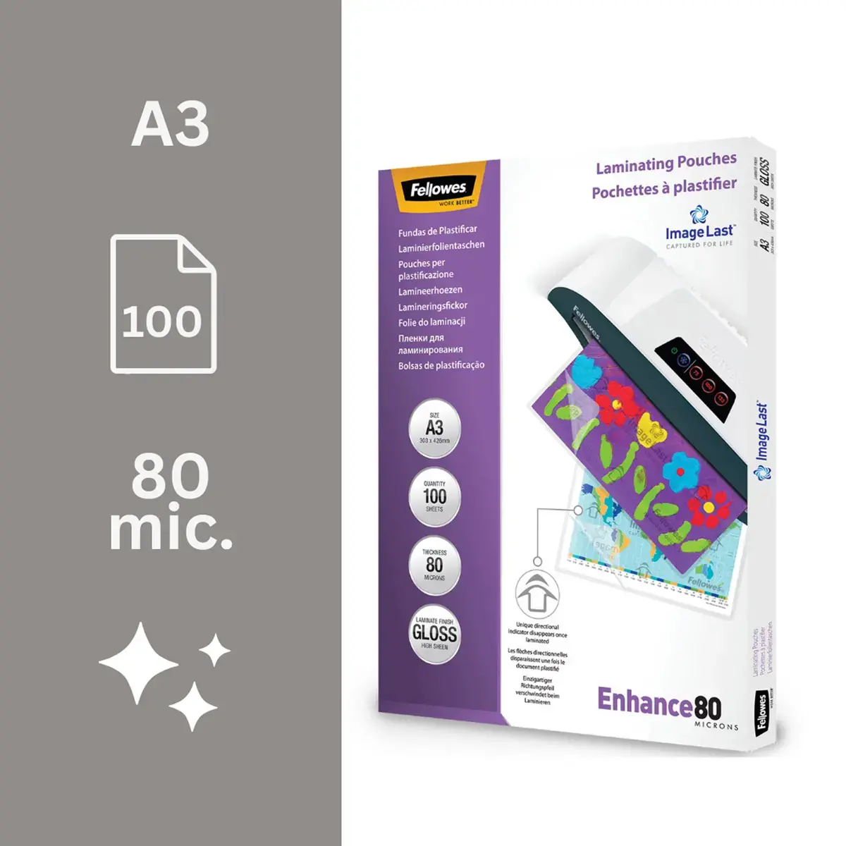 100 Warme lamineerhoezen A3 - 2 x 80 micron - FELLOWES