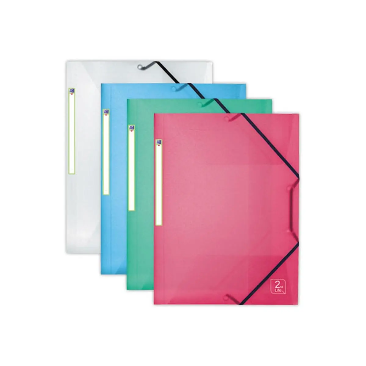 4 Mappen 3 flappen met elastiek - verschillende kleuren - OXFORD