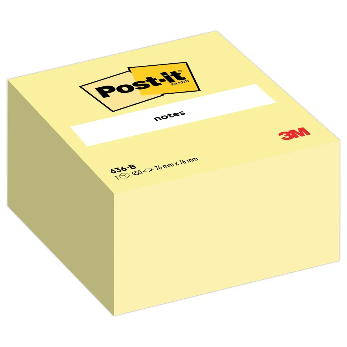 Kubusblok met herpositioneerbare memoblaadjes - Geel - POST-IT