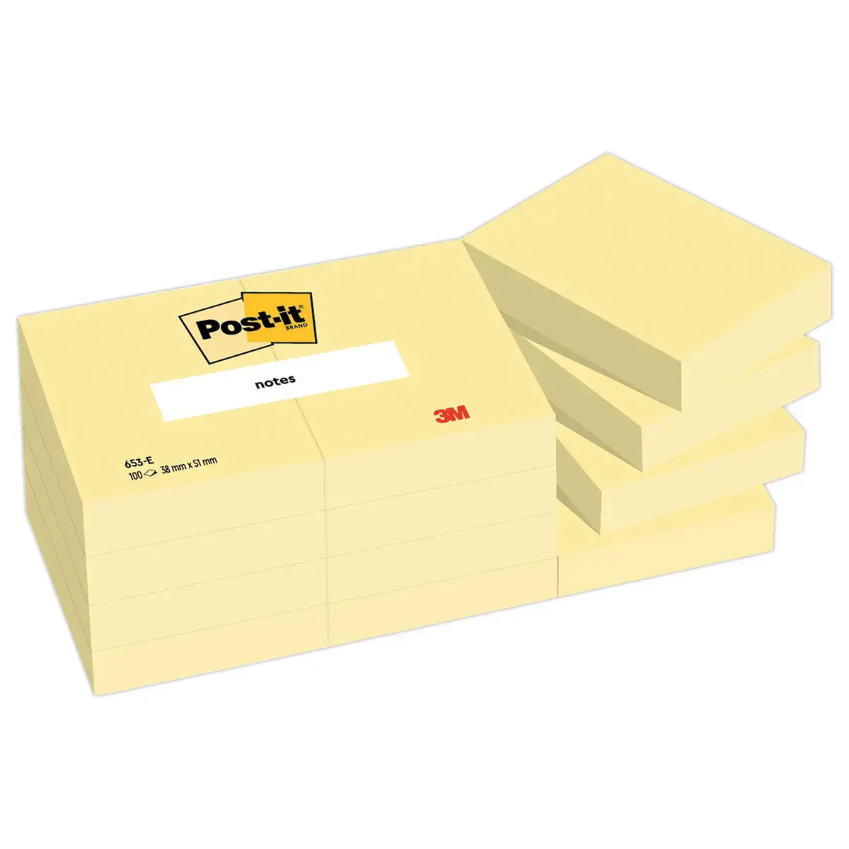012 Herpositioneerbare memoblaadjes - 12 blokken - 38 x 51 mm - Pastelgeel - POST-IT