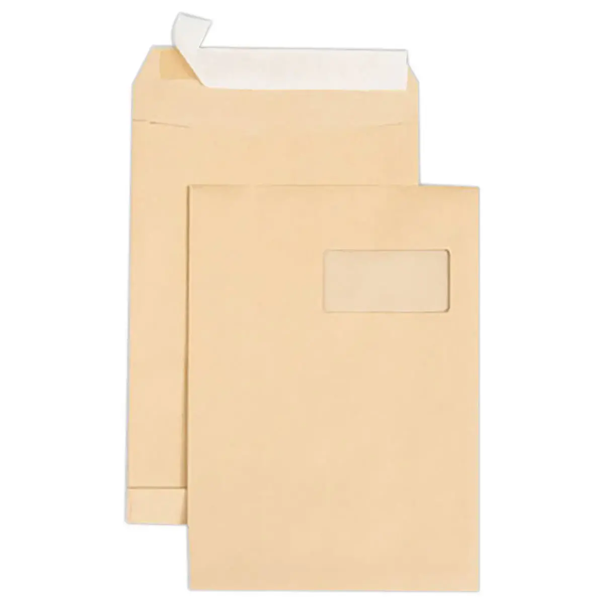 250 Zelfklevende kraftenveloppen - 220 x 315 mm - Kraft 90g - Met venster - IPC BONG