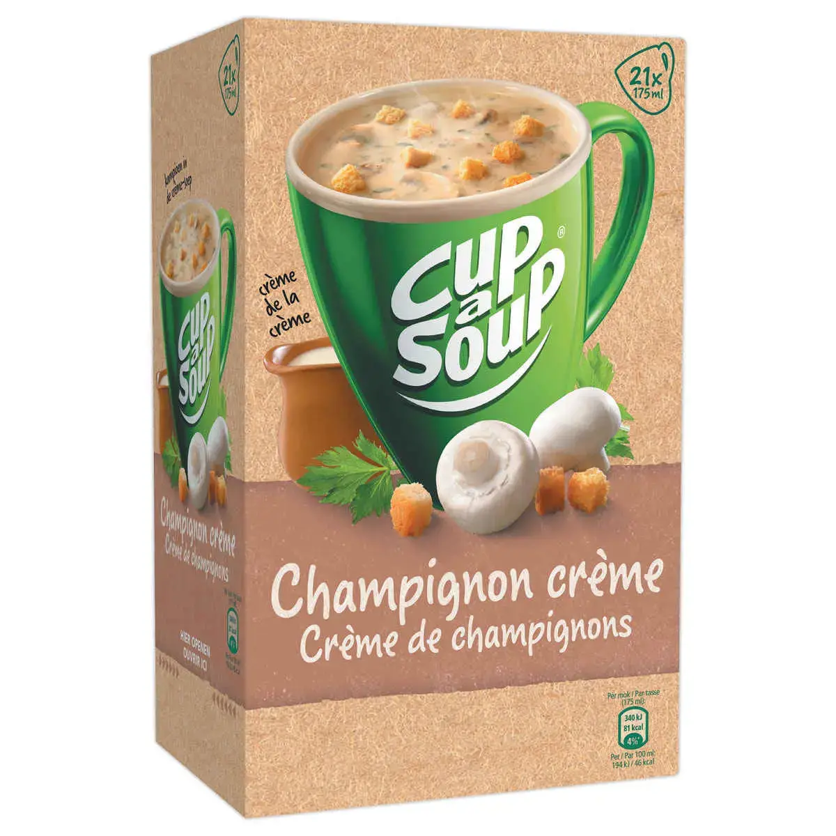 21  Champignoncr&egrave;mezakjes + croutons Cup a Soup 