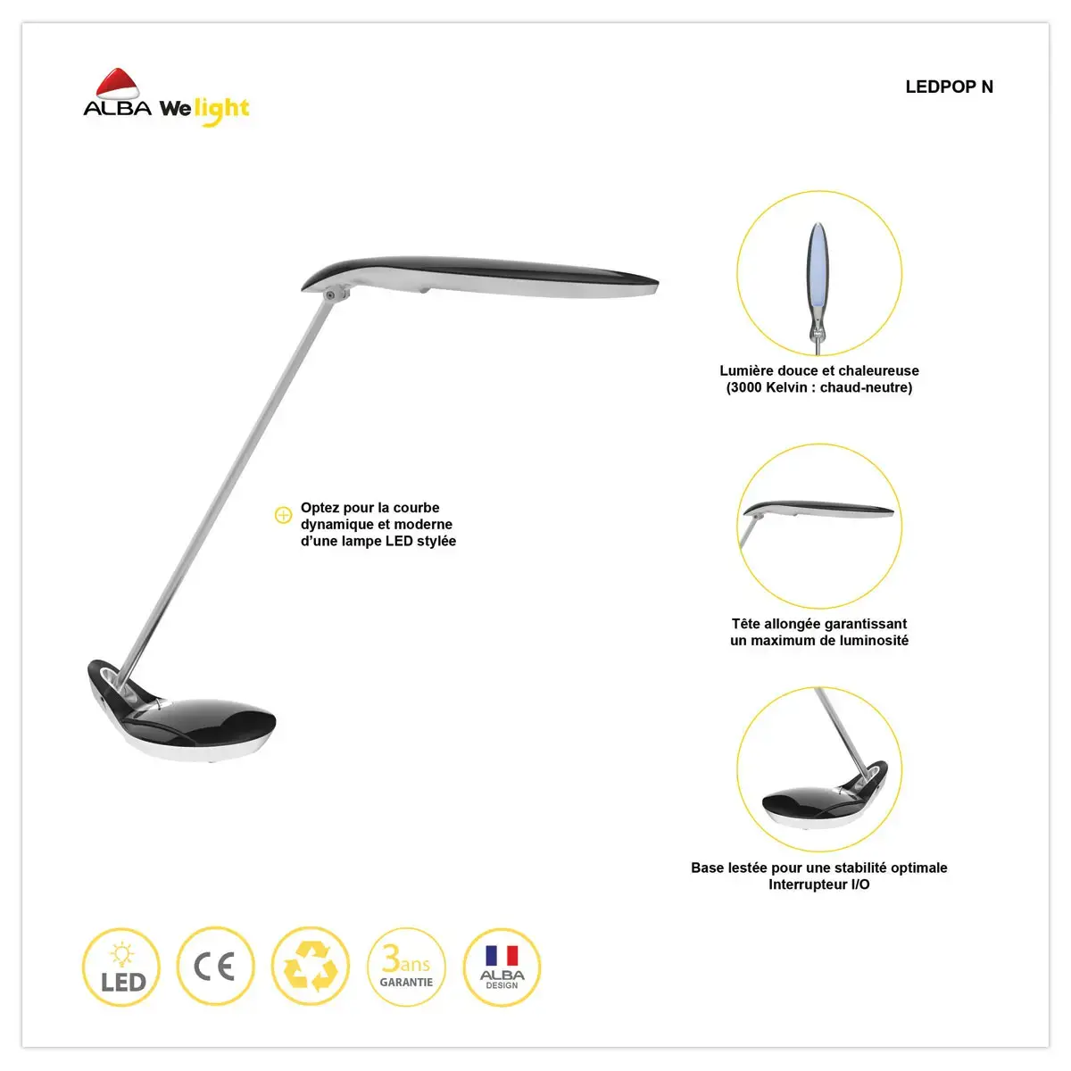 LED-lamp Poppins zwart