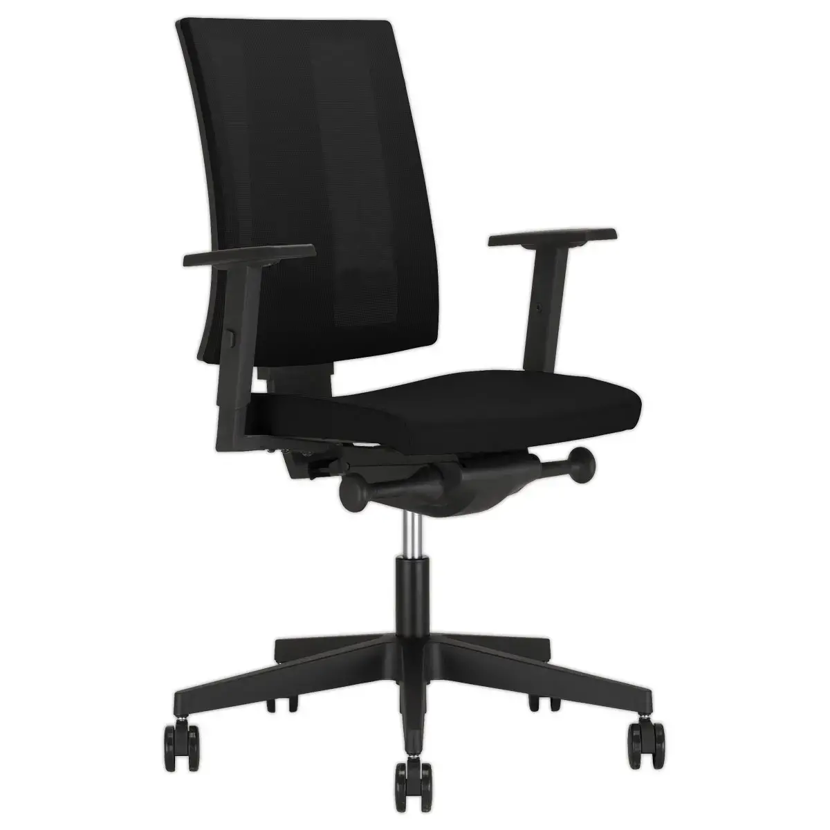 Synchrone bureaustoel Navigo - Zwart en mesh - 2D armleuningen 