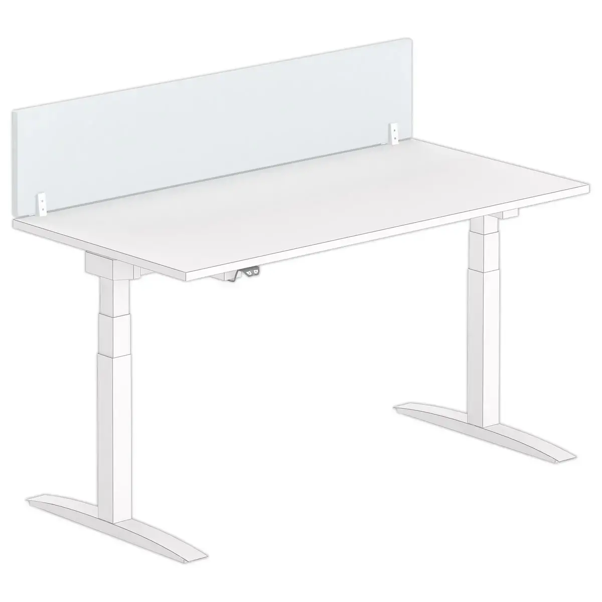 Bureau-scheidingspaneel L. 160 grijs/wit 