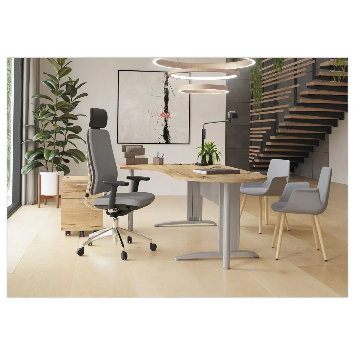 1/2 maan rechthoekig bureau wit/wit 