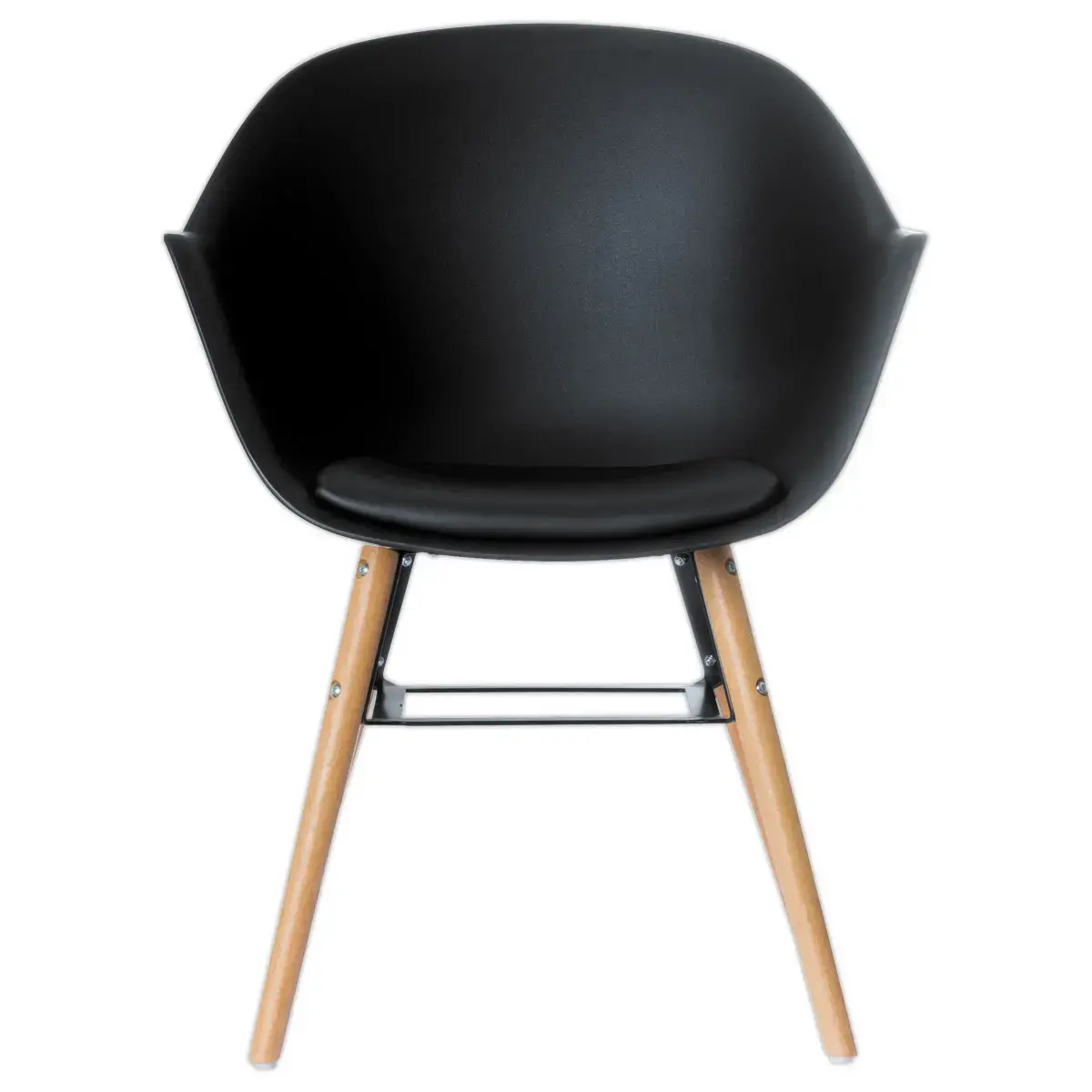 2 Fauteuils WISEMAN met beuken poten, zwarte zitting, gemonteerd