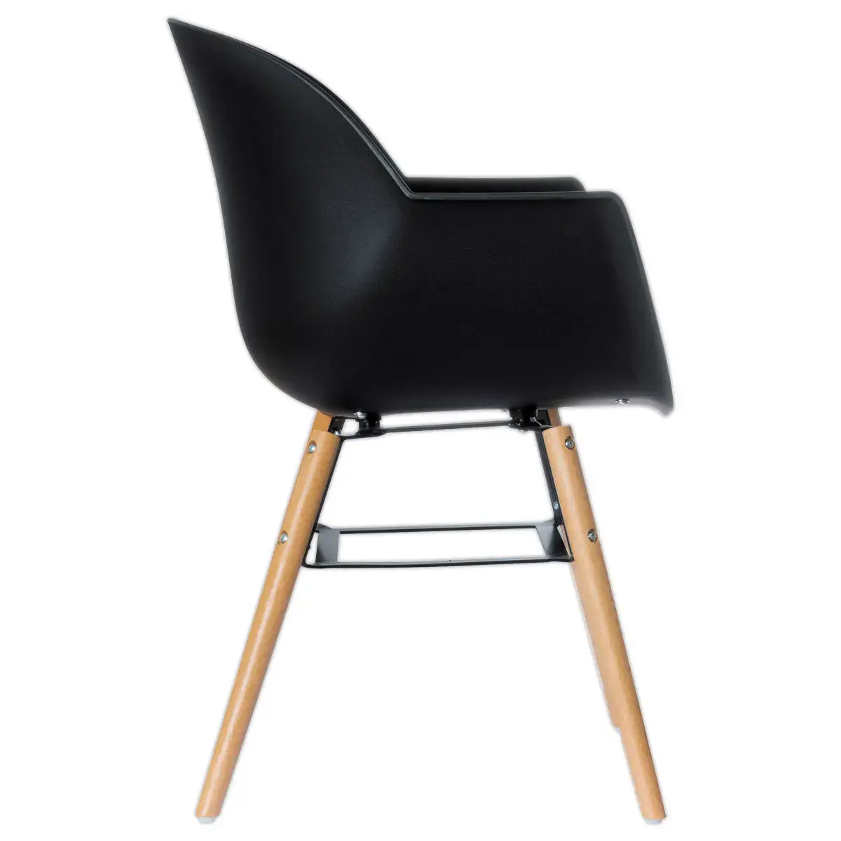 2 Fauteuils WISEMAN met beuken poten, zwarte zitting, gemonteerd