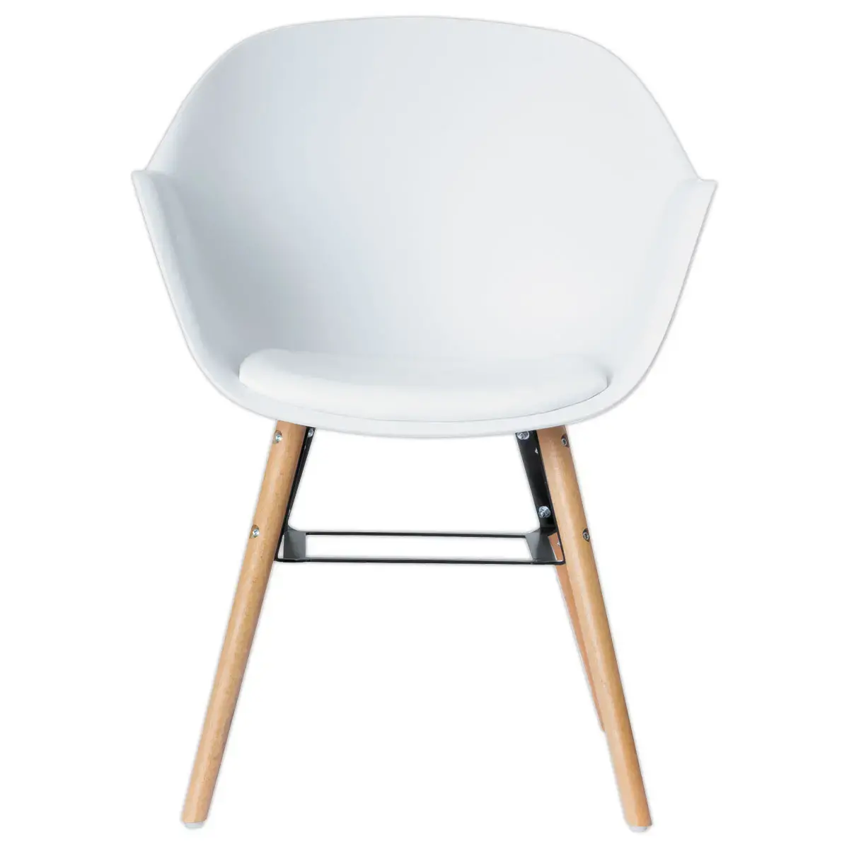 2 Fauteuils WISEMAN met beuken poten en witte zitting, gemonteerd