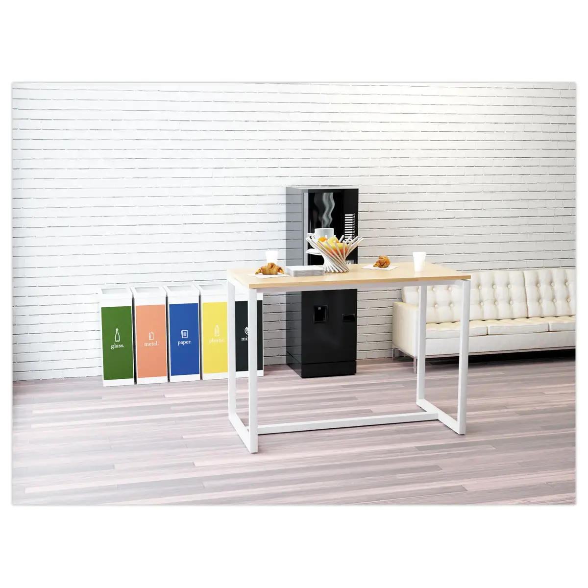 Hoge tafel Easydesk - 150 x 75 cm - Wit onderstel en beuken blad - PAPERFLOW