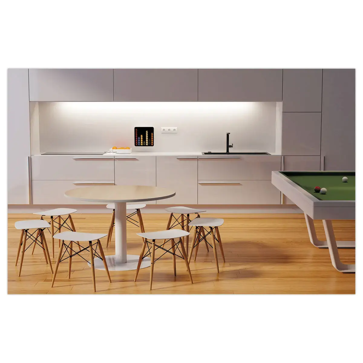 Tafel EASYDESK rond Ø115cm witte voet beukenblad