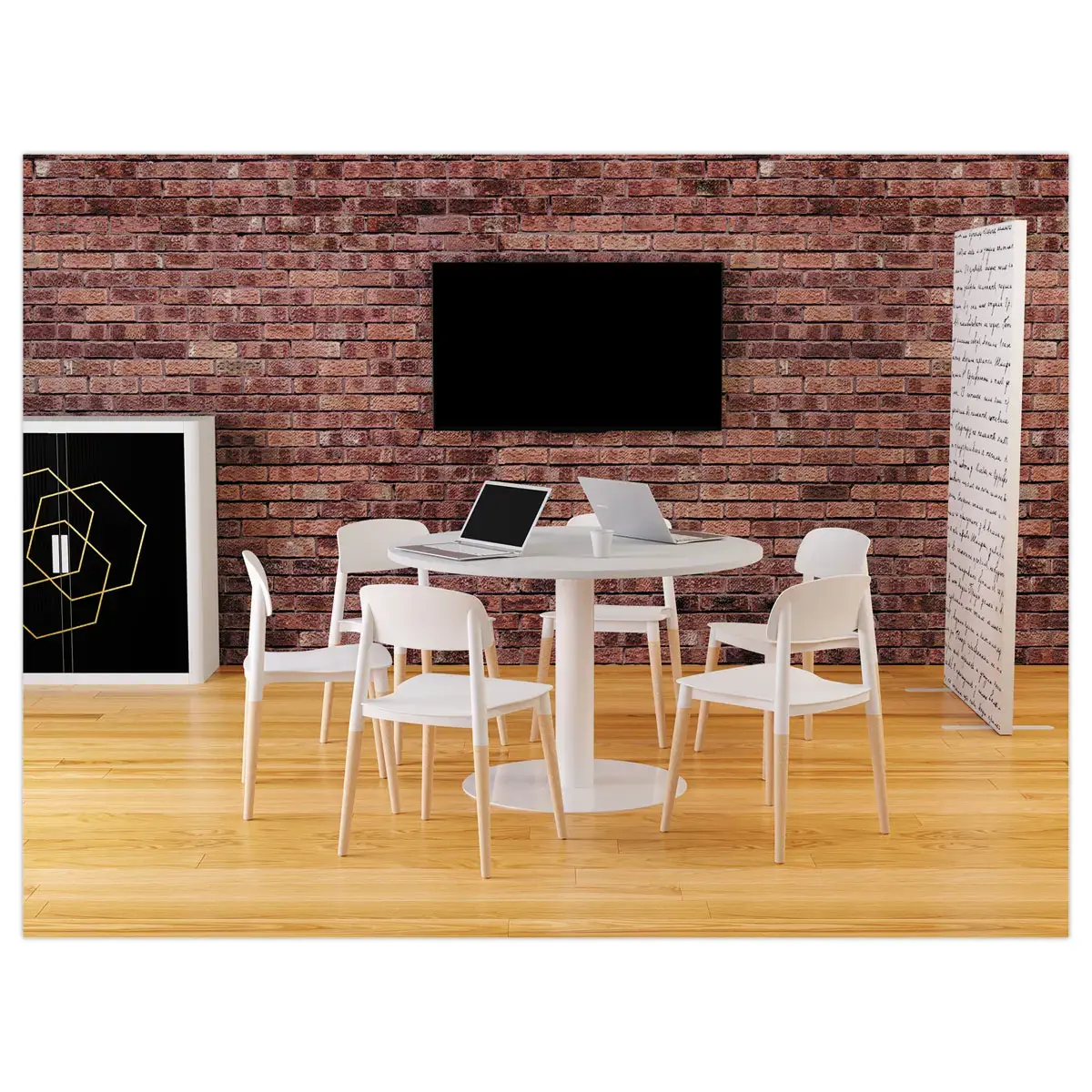 Tafel EASYDESK rond Ø115cm witte voet witte blad